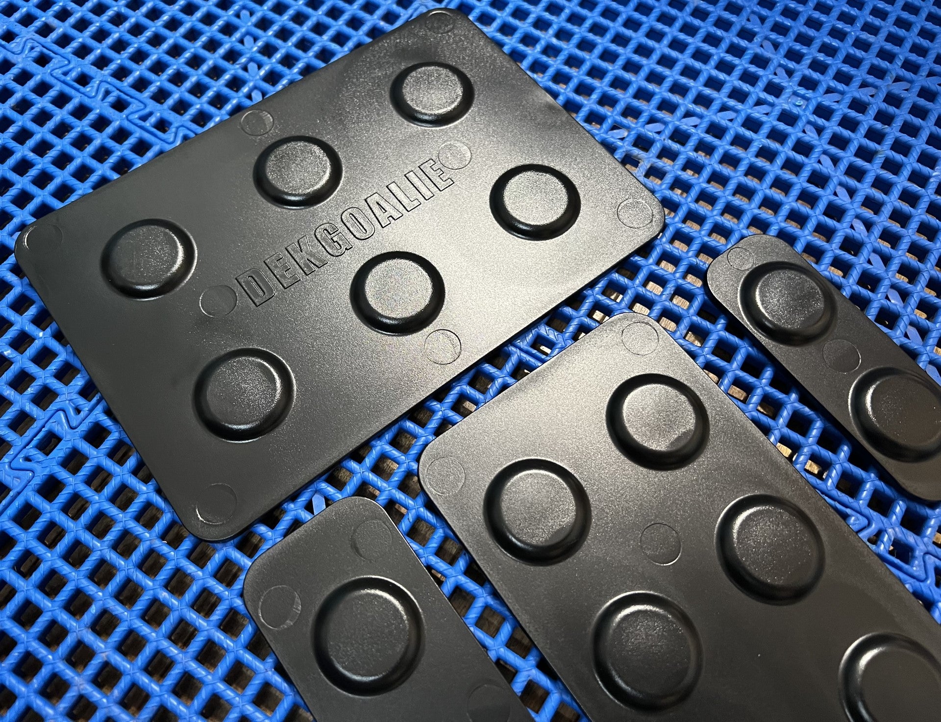 Black Goalie sliders for ball hockey goalies. Black Goalie sliders for dek hockey goalies.