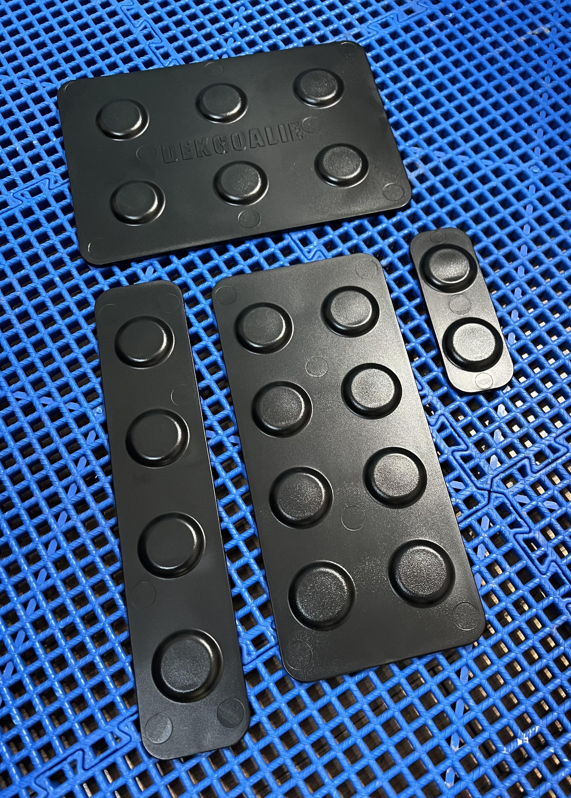 Black Goalie sliders for ball hockey goalies. Black Goalie sliders for dek hockey goalies.