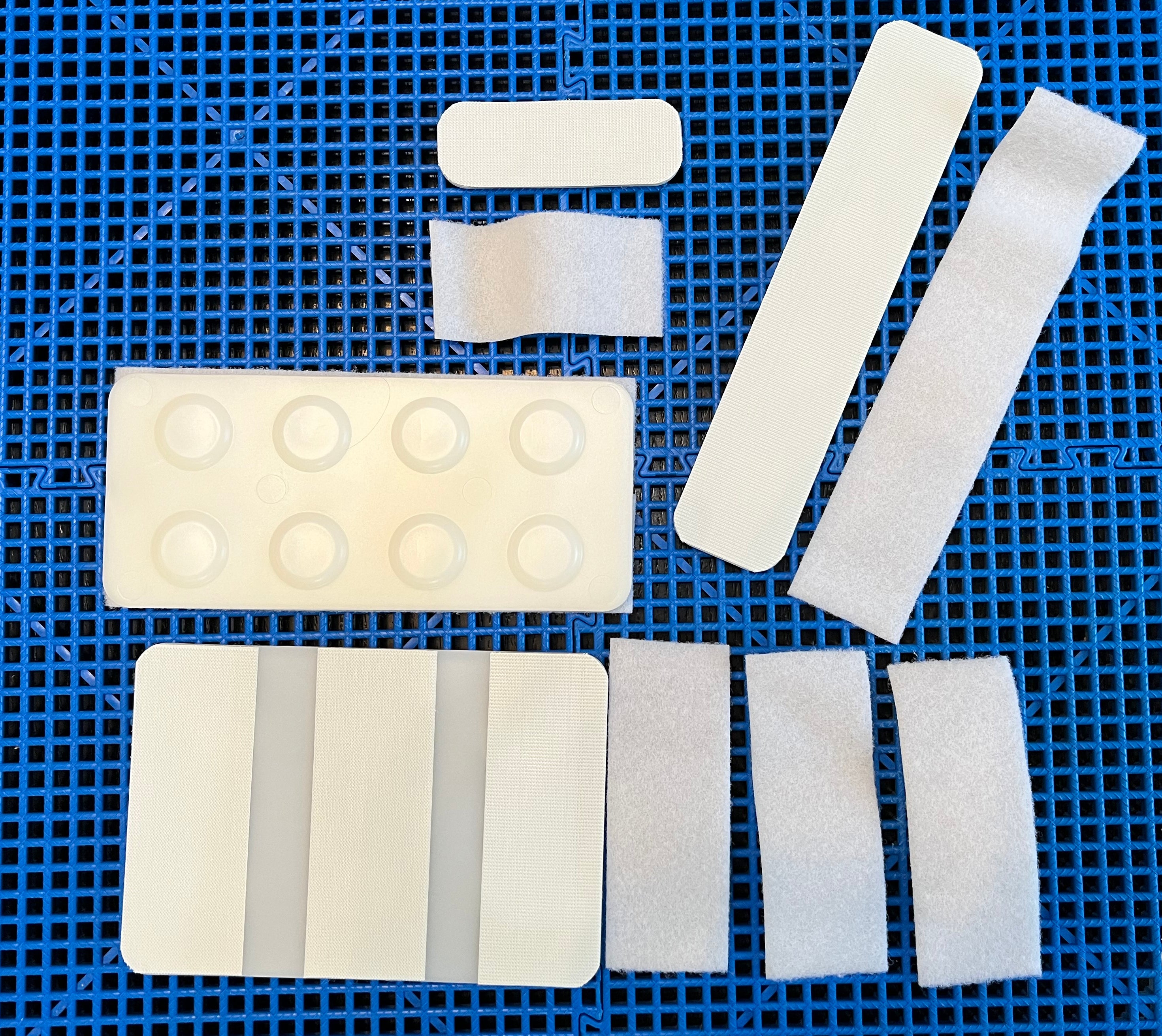 Set of Goalie sliders for ball hockey goalies. Goalie sliders for dek hockey goalies with velcro.